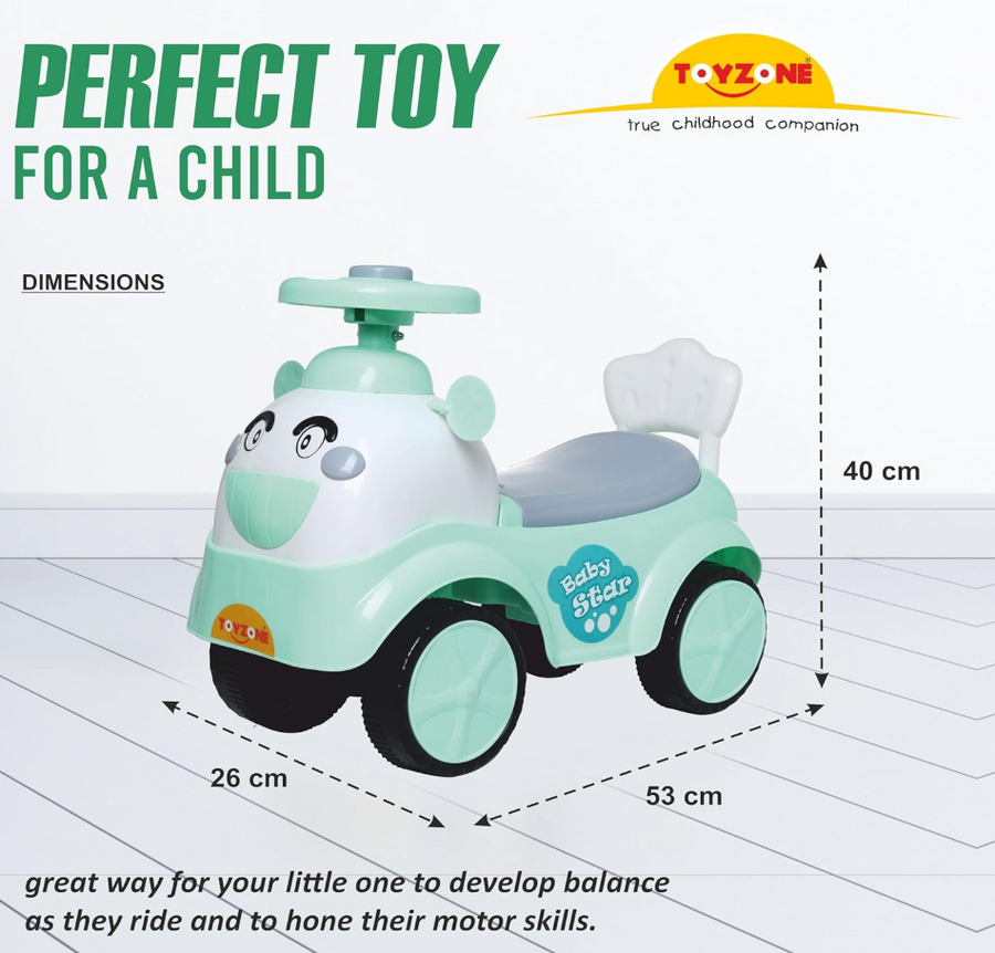 Toyzone Baby Star Panda Ride-On Car for Kids – BPA Free with Chu Chu Sound