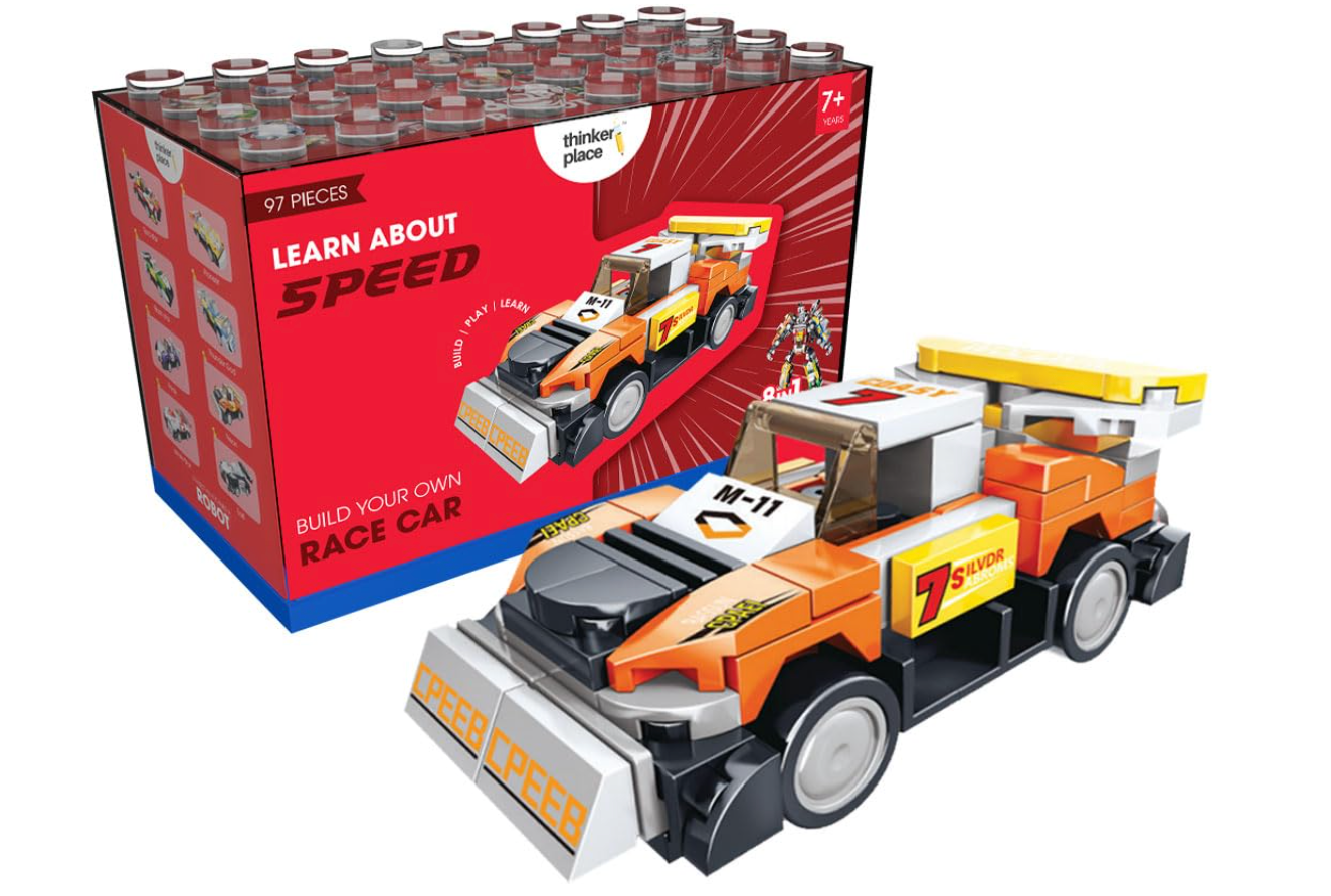 Learn About Speed – Build Your Own Race Car | 8-in-1 Robot Kit (7+ Years)