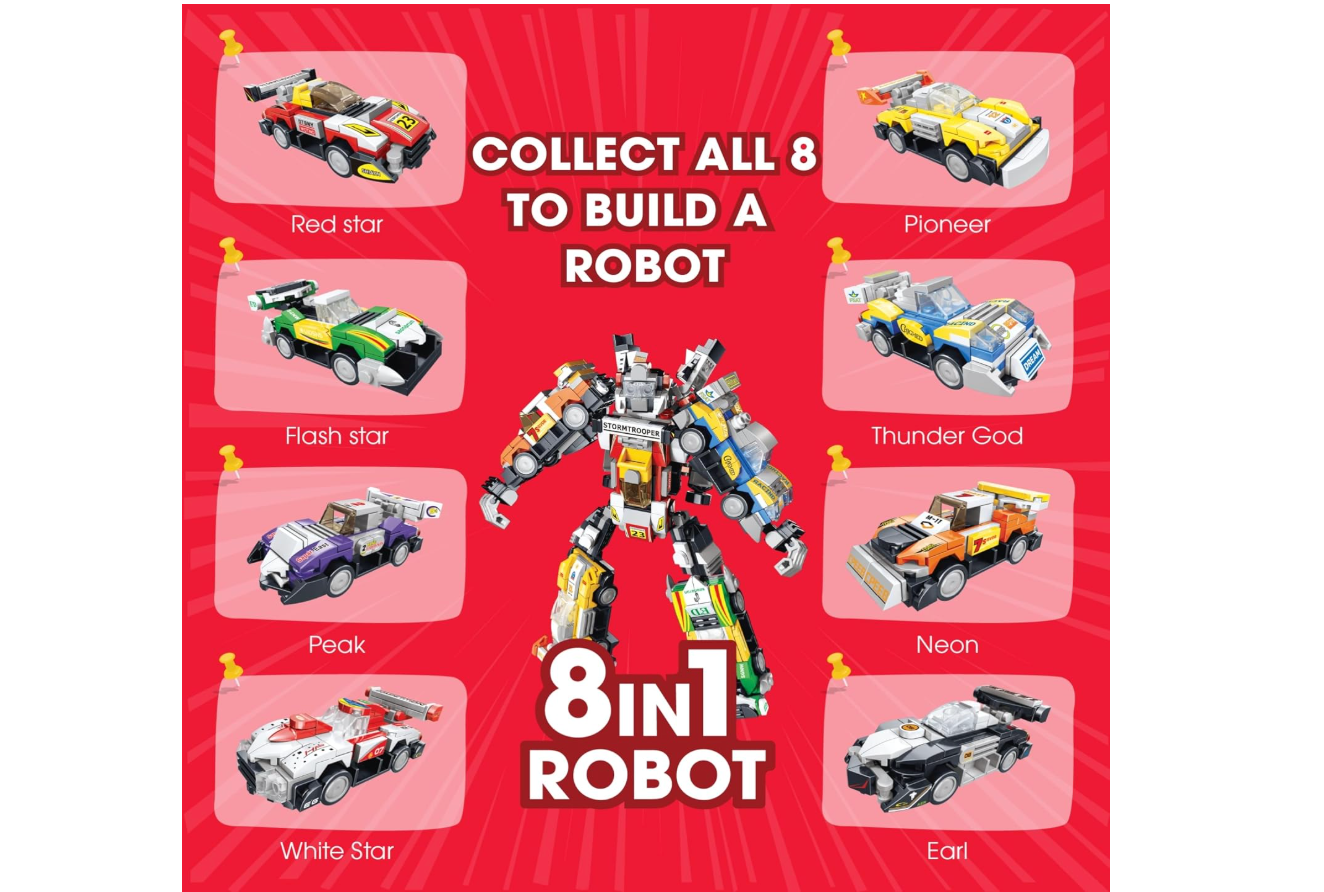 Learn About Speed – Build Your Own Race Car | 8-in-1 Robot Kit (7+ Years)