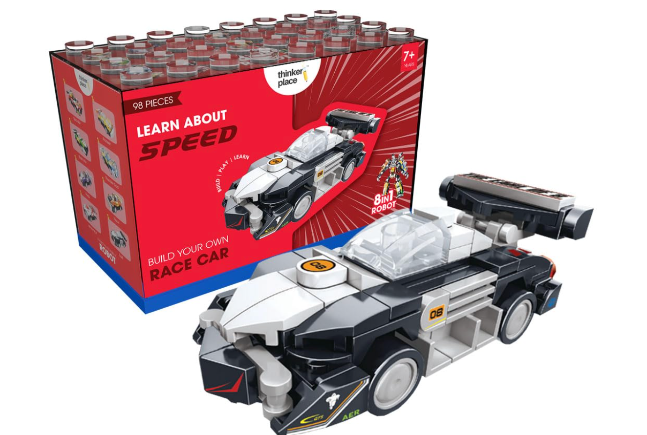 Learn About Speed – Build Your Own Race Car | 8-in-1 Robot Kit (7+ Years)