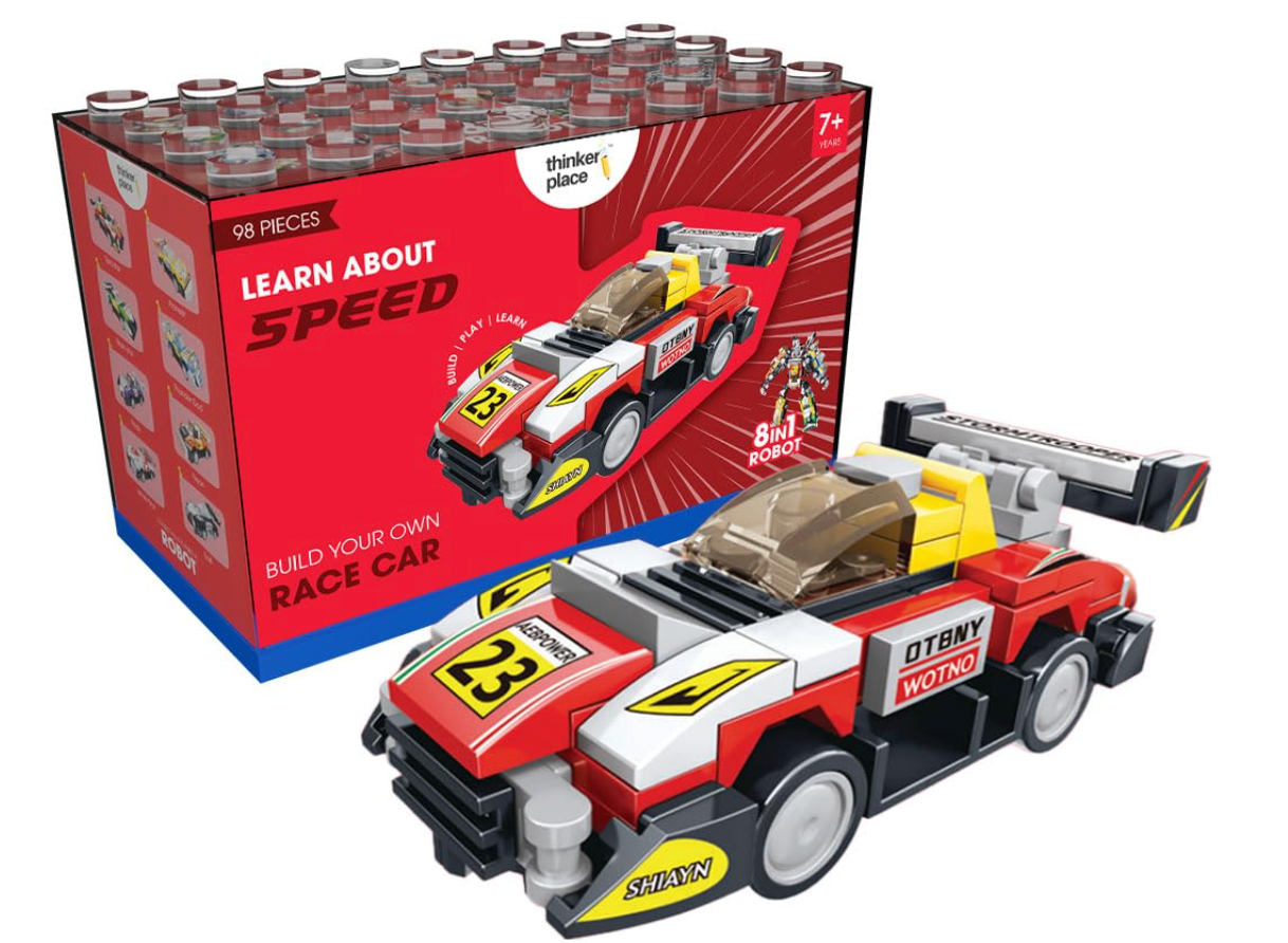 Learn About Speed – Build Your Own Race Car | 8-in-1 Robot Kit (7+ Years)
