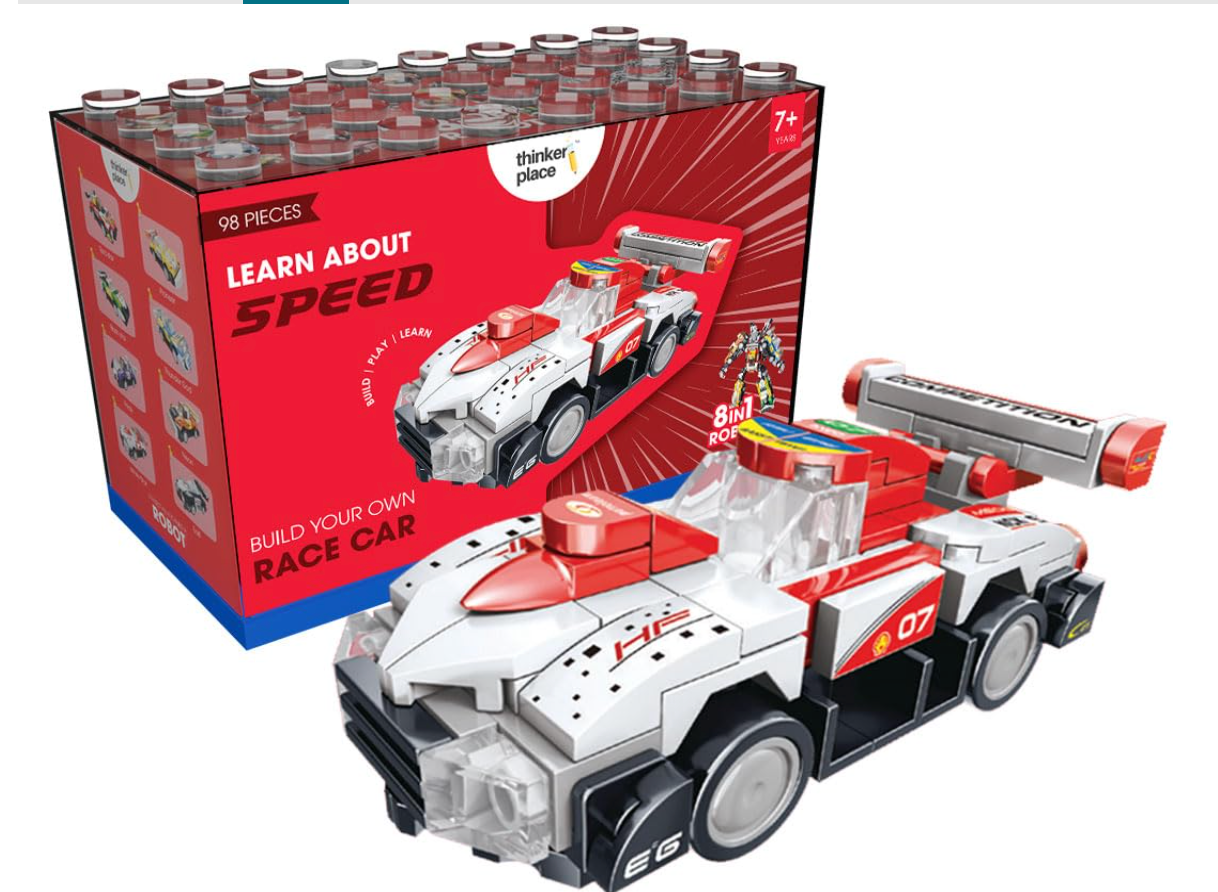 Learn About Speed – Build Your Own Race Car | 8-in-1 Robot Kit (7+ Years)