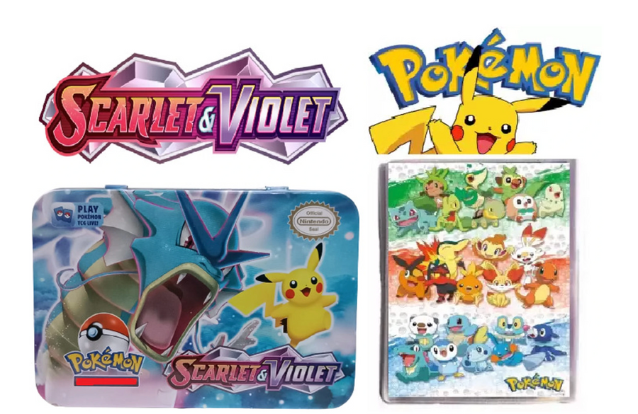 Pokémon Scarlet & Violet TCG Tin Box Set with Card Album