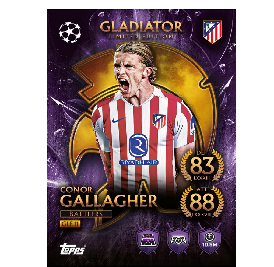 Topps Match Attax Gladiators Battlers Mega Pack #4 – Season 2025/26 | 81 Cards + 3 Exclusive Gladiator LE Cards