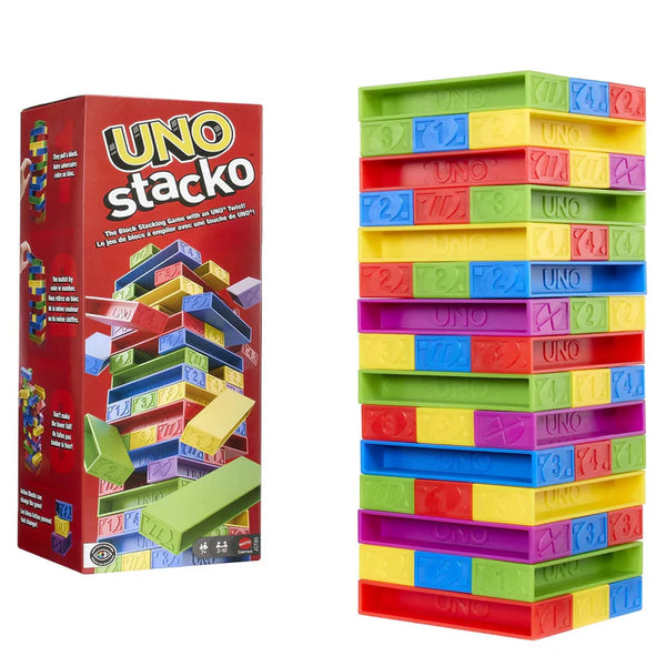UNO Stacko – Block Stacking Game with UNO Twist for Kids & Family, 2-10 Players