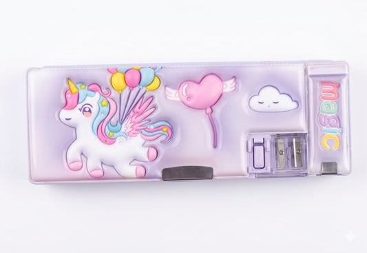 Magic Unicorn 3D Charm Pencil Box with Built-in Sharpener