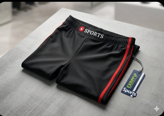 Konexpro Swimming Shorts for Kids & Men - Black with Red Stripes (CI-28 4,5XL)