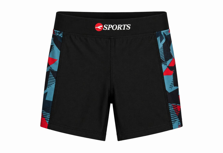 Konexpro Kids Sports Swim Shorts - Red Geometric