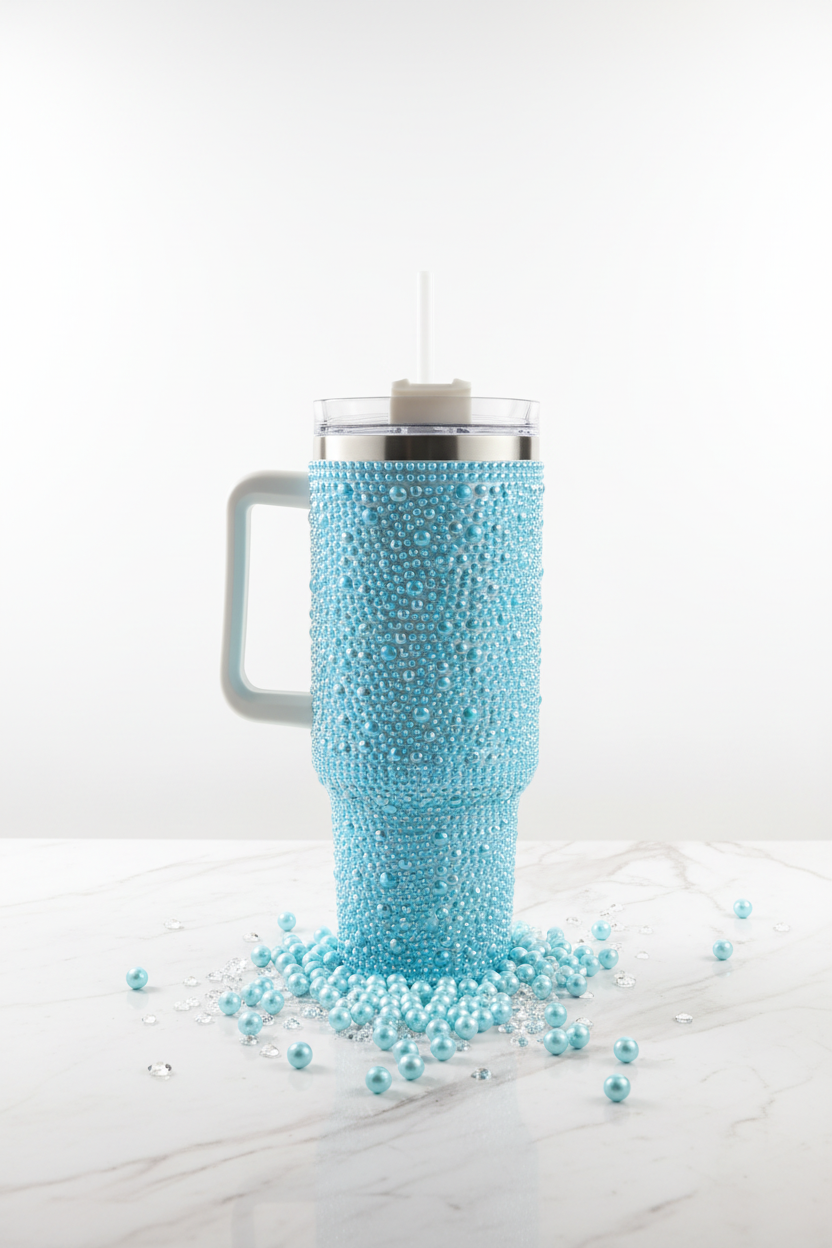 Sky Blue Pearl Tumbler - Marble Hero Shot