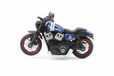 Fathomless blue black cruiser motorcycle side view white background