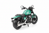 Fathomless green black cruiser motorcycle rear view white background
