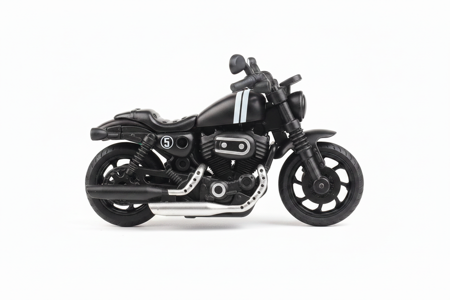 Fathomless all black cruiser motorcycle side view white background