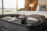 Travel Sentry Black Padlock - Lifestyle on Suitcase