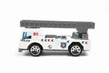 Police 911 ladder truck side view white background