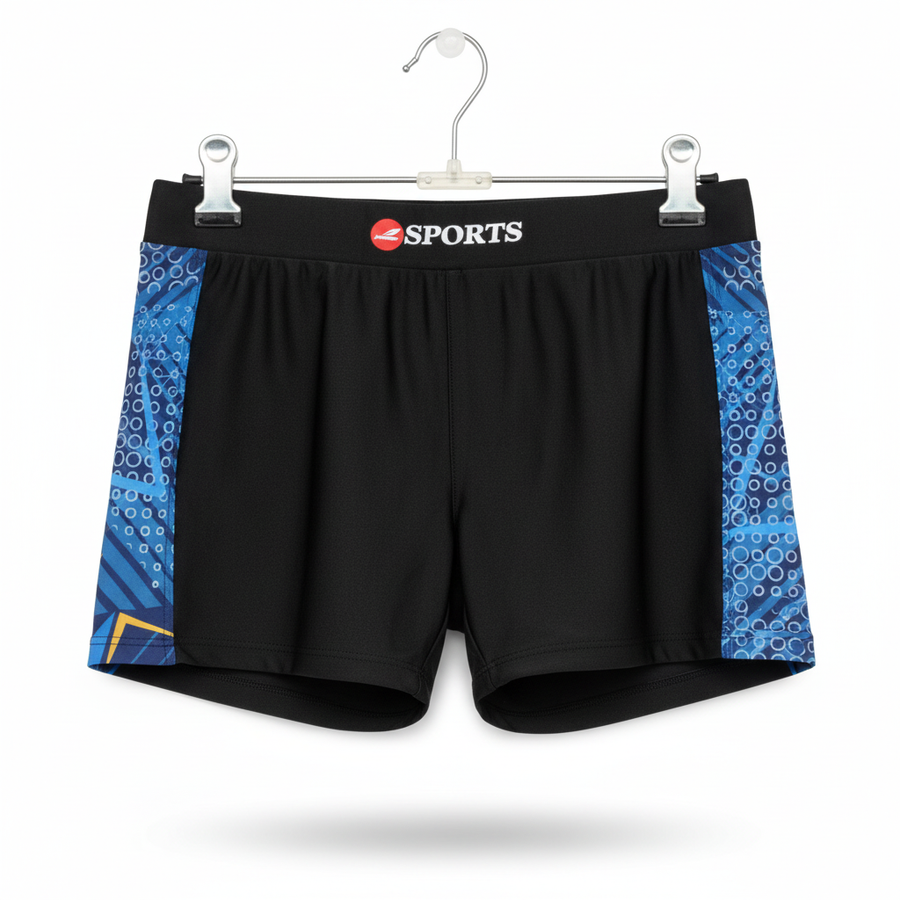 Konexpro black blue bubble swim shorts product photo white background