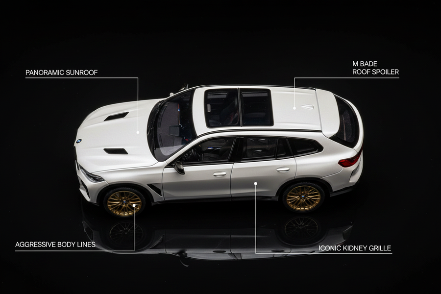 BMW XM diecast model car aerial top down view