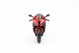 Die-cast motorcycle front view white background