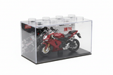 Die-cast motorcycle in display box white background