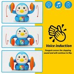 Zest4Toyz Battery Operated Musical Tumbling Penguin Toy with Voice Control, Light & Sound